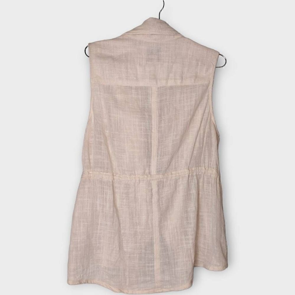 Torrid Womens Vest Top Sz 8 Linen Cargo‎ Waist Tie Natural Pale Pink Pockets - Picture 4 of 11